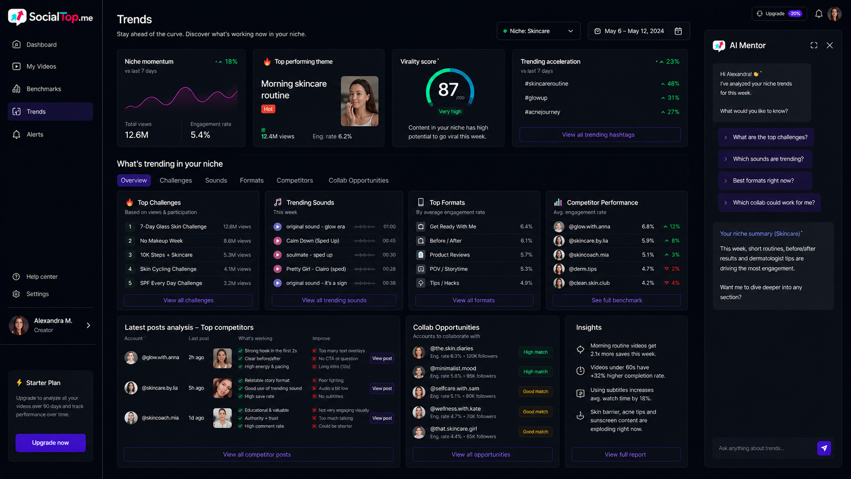 SocialTop — live trend analysis
